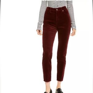 Oat New York High-Rise Skinny Corduroy Pants Burgundy